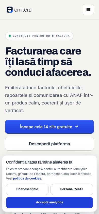 Website Emitera pe telefon