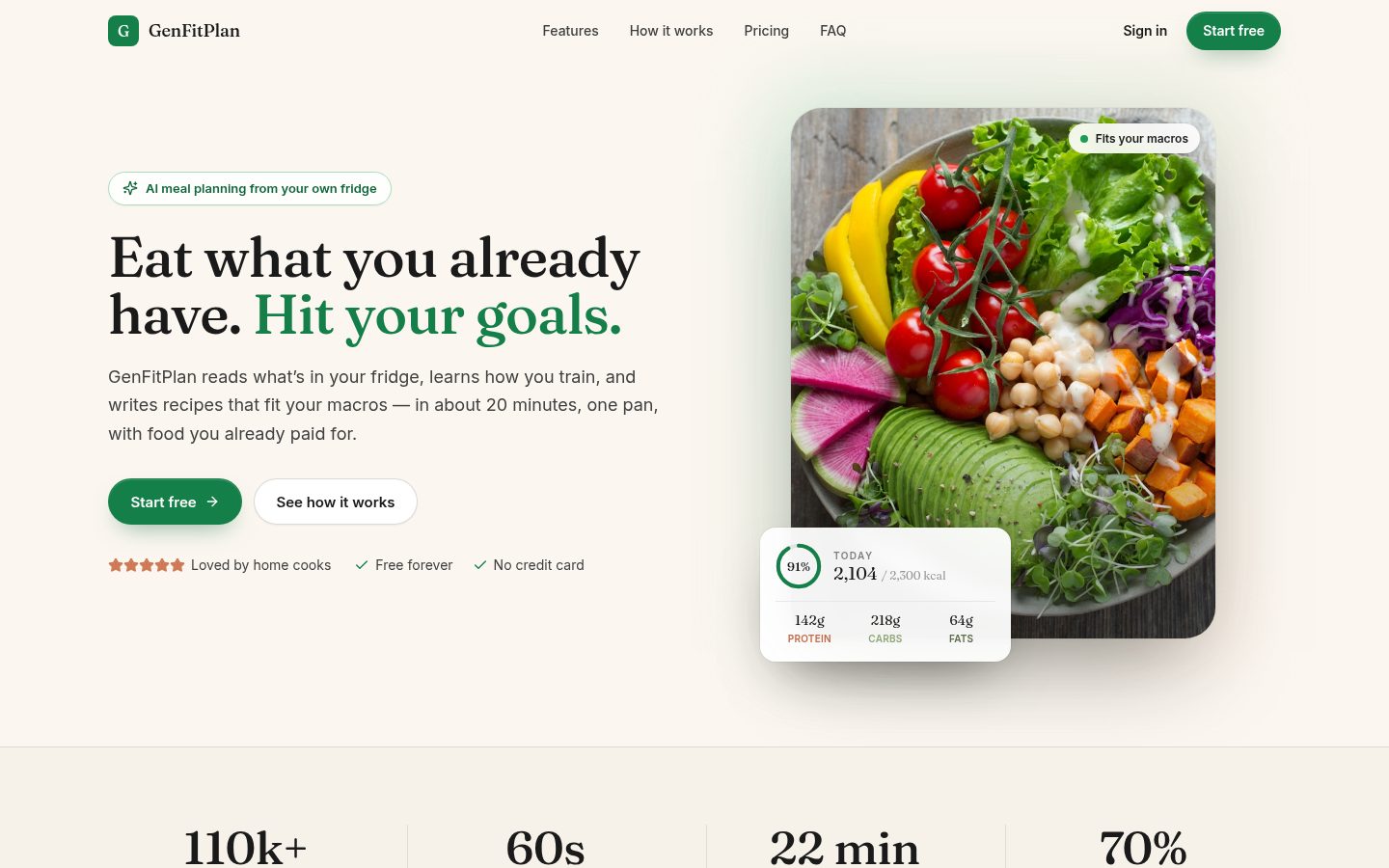 Website GenFitPlan pe desktop